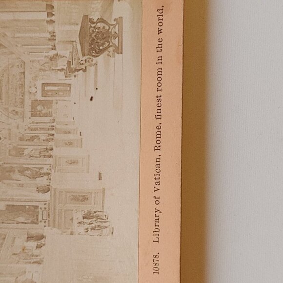 ANTIQUE STEREOGRAPH Card Library of Vatican Rome James M. Davis 1896 - Picture 3 of 5